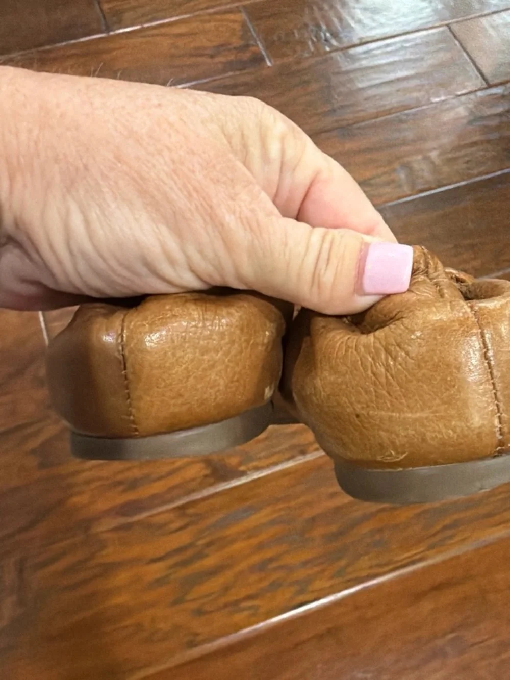 Tory Burch Cognac Leather Logo Ballet Flats